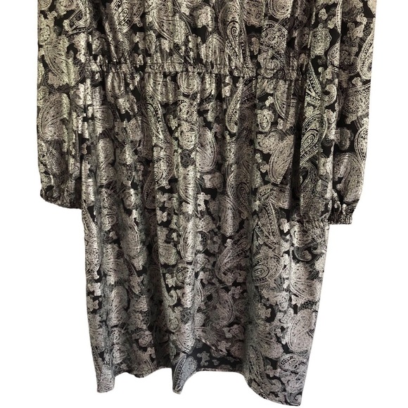 Michael Michael Kors Paisley Foil Long Sleeve Flounce Dress Size 2X - Picture 9 of 14